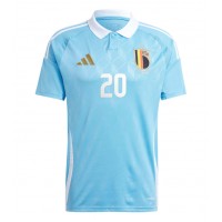 Camisa de Futebol Bélgica Lois Openda #20 Equipamento Secundário Europeu 2024 Manga Curta